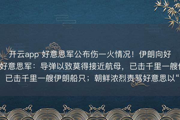 开云app 好意思军公布伤一火情况!伊朗向好意思航母放射4枚导弹,好意思军:导弹以致莫得接近航母,已击千里一艘伊朗船只;朝鲜浓烈责骂好意思以“流氓手脚”
