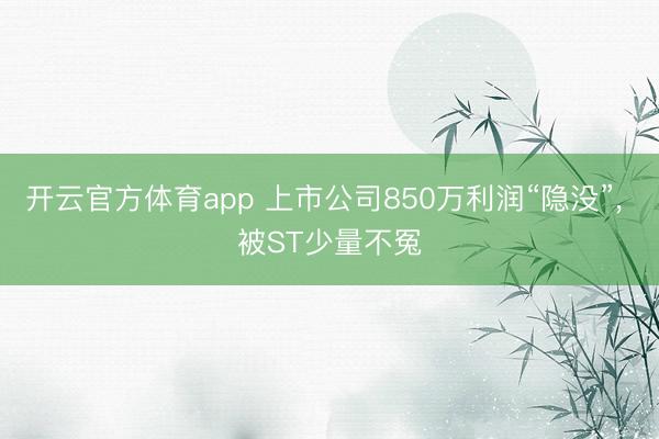 开云官方体育app 上市公司850万利润“隐没”, 被ST少量不冤