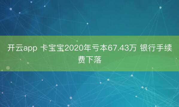 开云app 卡宝宝2020年亏本67.43万 银行手续费下落