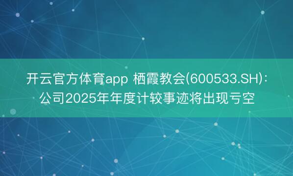 开云官方体育app 栖霞教会(600533.SH)：公司2025年年度计较事迹将出现亏空