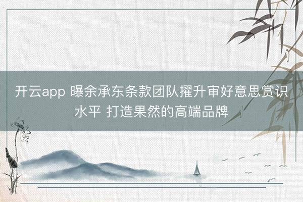 开云app 曝余承东条款团队擢升审好意思赏识水平 打造果然的高端品牌