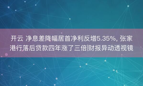 开云 净息差降幅居首净利反增5.35%, 张家港行落后贷款四年涨了三倍|财报异动透视镜
