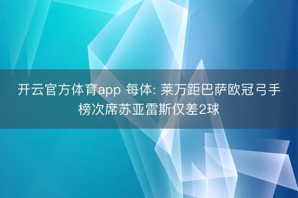 开云官方体育app 每体: 莱万距巴萨欧冠弓手榜次席苏亚雷斯仅差2球