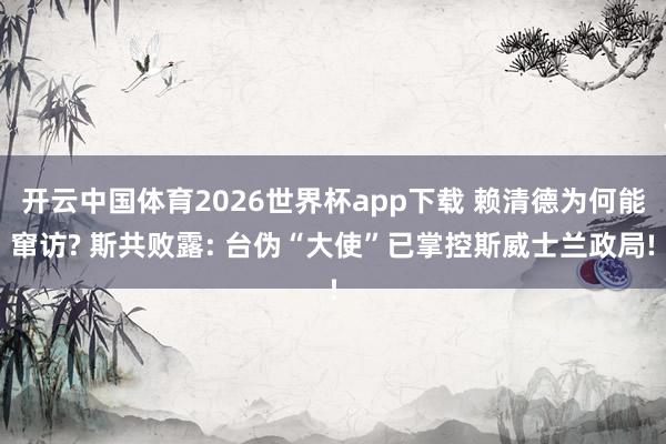 开云中国体育2026世界杯app下载 赖清德为何能窜访? 斯共败露: 台伪“大使”已掌控斯威士兰政局!