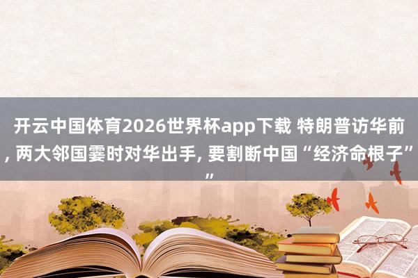 开云中国体育2026世界杯app下载 特朗普访华前， 两大邻国霎时对华出手， 要割断中国“经济命根子”