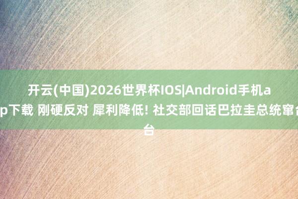 开云(中国)2026世界杯IOS|Android手机app下载 刚硬反对 犀利降低! 社交部回话巴拉圭总统窜台
