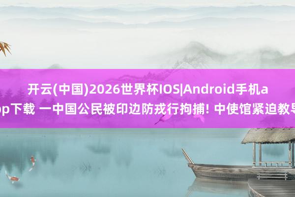 开云(中国)2026世界杯IOS|Android手机app下载 一中国公民被印边防戎行拘捕! 中使馆紧迫教导