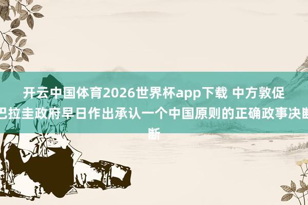开云中国体育2026世界杯app下载 中方敦促巴拉圭政府早日作出承认一个中国原则的正确政事决断