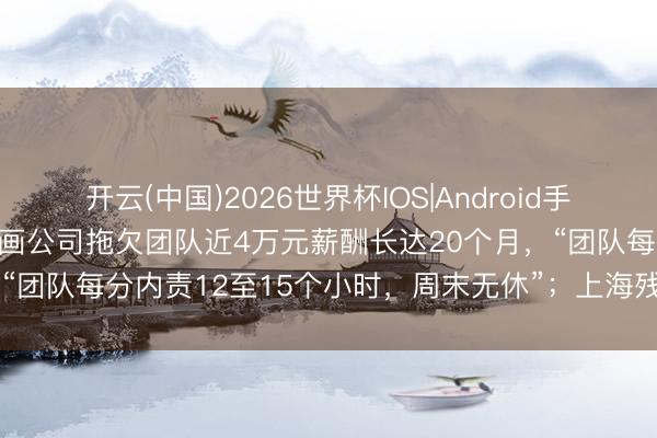 开云(中国)2026世界杯IOS|Android手机app下载 听障画师曝动画公司拖欠团队近4万元薪酬长达20个月,“团队每分内责12至15个小时,周末无休”;上海残联:已跨省转办