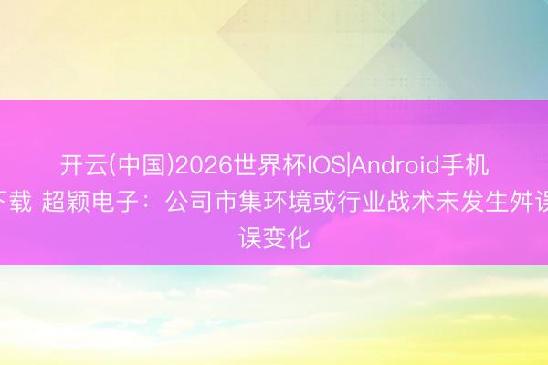 开云(中国)2026世界杯IOS|Android手机app下载 超颖电子:公司市集环境或行业战术未发生舛误变化